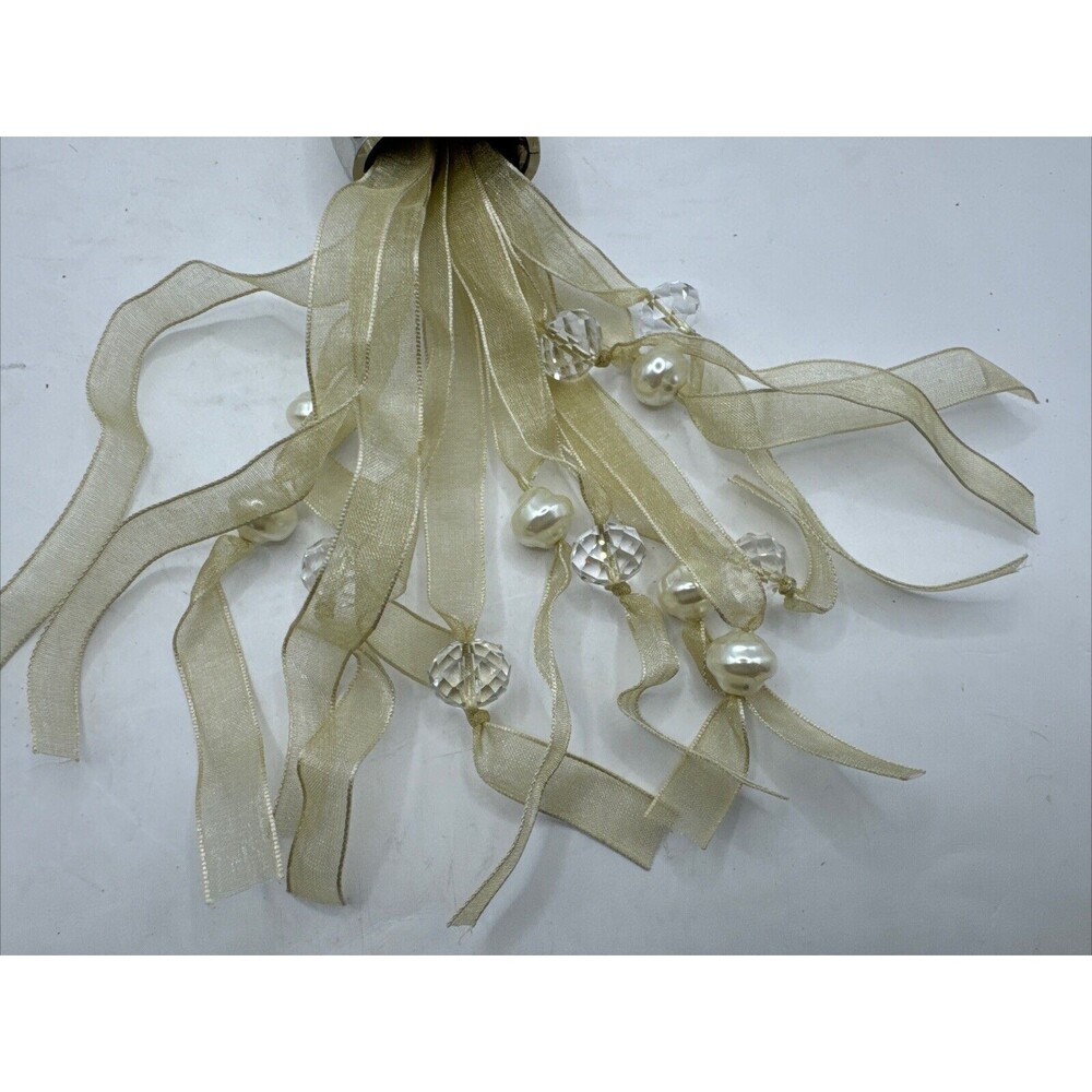 Silver Gold Chico's Christmas Jewel Angel Ornament Glass Stone Pearls Beads - Picture 5 of 6